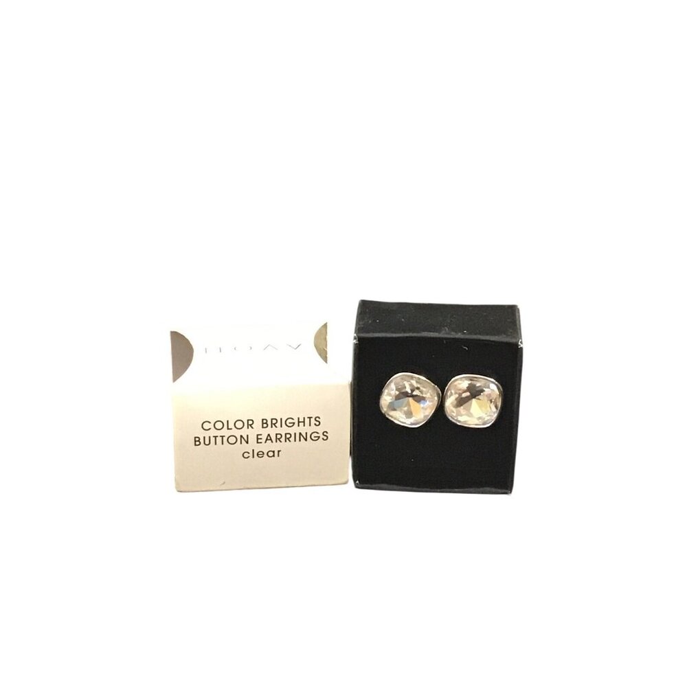 Avon Silver Tone Color Brights Button Earrings (1584)